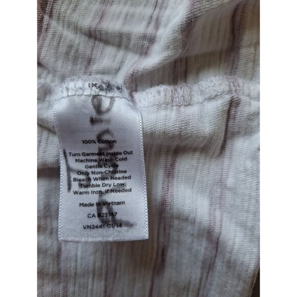 Talbots Knit Top M Orange White Pineapples Blue Stripes Short Sleeves Preppy Bea - Picture 5 of 7